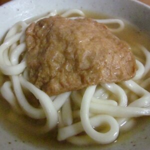 ✿味付きいなりとほうれん草の温かいうどん❤